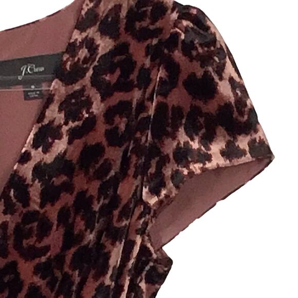J, Crew Drapey Velvet Rose Leopard Print Pink Black Belted Wrap Dress sz 2 - Picture 14 of 14
